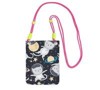 Divertida bolsa cruzada para teléfono celular, con estampado de astronauta, para correr, caminar, senderismo y ciclismo, mini bolsa cruzada con correa de muñeca, Fucsia, Talla única