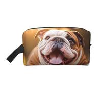 Divertida bolsa de aseo con estampado de bulldog inglés para mujeres y hombres, bolsa de maquillaje de viaje de gran capacidad, bolsa de almacenamiento de cosméticos