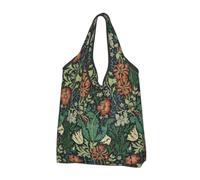 Divertida bolsa de compras con diseño floral Art Nouveau, portátil, para compras de comestibles, 64 x 38 cm, Color1, Small