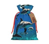 Divertida bolsa de cordón resistente con diseño de delfín animal de 8.3 x 11.8 pulgadas, bolsa de regalo moderna y práctica para necesidades diarias, 1 unidad