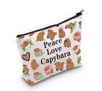 Divertida bolsa de cosméticos Capybara para amantes de los capibaras, regalo de paz y amor, bolsa de maquillaje para amantes de los animales, Peace Love Capibara