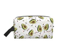 Divertida bolsa de cosméticos con estampado de aguacates de dibujos animados para mujeres, bolsa de aseo para hombre, bolsa de aseo de viaje, White, Talla única