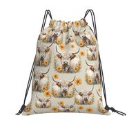 Divertida Bolsa de Deporte Flor de Vaca de Las Highlands Resistente Mochila Deportiva 36x42cm para Senderismo,Playa