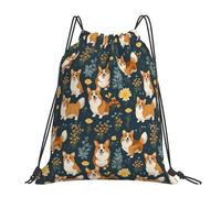 Divertida Bolsa de Deporte Perro Pug con Flor Ajustable Mochila de Viaje 36x42cm para Viajes,Actividades Deportivas