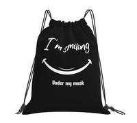 Divertida Bolsa de Deporte Rqwaaed Estoy Sonriendo bajo Esta mascarilla Resistente Mochila Escolar 36x42cm para Compras,Natación