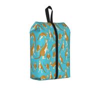 Divertida bolsa de equipaje de viaje con estampado de canguro zoológico de gran capacidad, impermeable, portátil, bolsa de almacenamiento de calzado para nadar, 1 unidad, Talla única, Cierre de