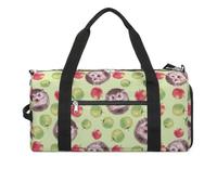 Divertida bolsa de gimnasio con diseño de manzanas y erizo, con compartimento para zapatos, bolsa de viaje para fin de semana, bolsa de yoga