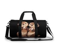 Divertida bolsa de gimnasio grande con nutrias marinas con sóftbol, novedosa, ligera, deportiva, bolsa de viaje, equipaje de mano, 17.5 x 9 x 9 pulgadas
