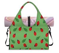 Divertida bolsa de lona deportiva con diseño de hojas de mariquita para mujeres y hombres, bolsa de fin de semana con compartimento para zapatos, bolsa de hombro para yoga, gimnasio, viajes, color, L,