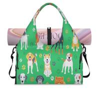 Divertida bolsa de lona deportiva con diseño de patas de perro para mujeres y hombres, bolsa de fin de semana con compartimento para zapatos, bolsa de hombro para yoga, gimnasio, viajes, color, L,