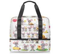 Divertida bolsa de lona deportiva con diseño de ratones de dibujos animados para mujeres, hombres, niños y niñas, 21 L, para fin de semana, para viajes, gimnasio, yoga, color, Big, Organizador de