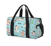 Divertida bolsa de lona deportiva con diseño de vaca lechera para fin de semana, bolsa de noche, casual, viajes, gimnasio, para niños, niñas, niños, mujeres y hombres