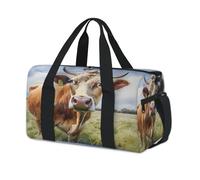 Divertida bolsa de lona deportiva con diseño de vaca, para fin de semana, para viajes, gimnasio, para niños, niñas, mujeres y hombres
