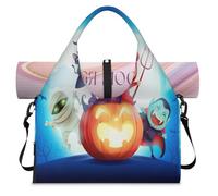 Divertida bolsa de lona deportiva con temática de Halloween para mujeres y hombres, bolsa de fin de semana con compartimento para zapatos, bolsa de hombro para yoga, gimnasio, viajes, color, L,