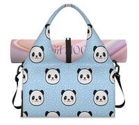 Divertida bolsa de lona deportiva de panda con dibujos animados para mujeres y hombres, lindo panda para fin de semana, bolsa de noche con compartimento para zapatos, bolsa de hombro para yoga,