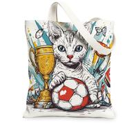 Divertida bolsa de lona Devon Rex Cat para ir de compras de 13 x 15 pulgadas, bolsa de comestibles reutilizable para mujer, divertida pintura estética para mascotas, decoración de regalo