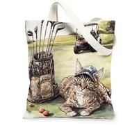 Divertida bolsa de lona Devon Rex Cat para ir de compras de 13 x 15 pulgadas, bolsa de comestibles reutilizable para mujer, bonita y divertida pintura estética para mascotas, decoración de regalo