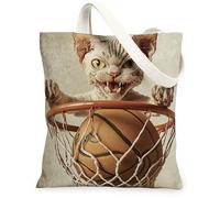 Divertida bolsa de lona Devon Rex Cat para ir de compras de 13 x 15 pulgadas, bolsa de comestibles reutilizable para mujer, bonita y divertida pintura estética para mascotas, decoración de regalo