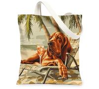 Divertida bolsa de lona para compras de 13 x 15 pulgadas, diseño de perro sabueso de sangre, bolsa de comestibles reutilizable para mujeres, mascotas, trabajo, viajes, pintura, decoración de regalo