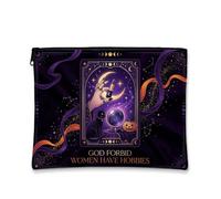 Divertida bolsa de maquillaje con cita de bruja, diseño de gato, Púrpura