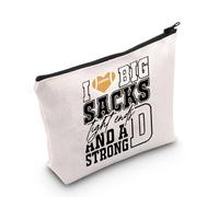 Divertida bolsa de maquillaje con texto en inglés "I Love Big Sacks Tight Ends and A Strong D", regalo para jugadores de fútbol, I Love Big Sacks