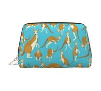 Divertida bolsa de maquillaje de dibujos animados con diseño de canguro zoológico, bolsa de maquillaje de viaje con compartimentos, bolsa de aseo portátil para mujer, Gold, One Size
