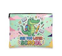 Divertida bolsa de maquillaje de dibujos animados, divertido diseño de cocodrilo, bolsa de viaje para mujeres, organizador portátil de lona con cremallera, regalo de vuelta a la escuela, 7 x 9