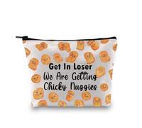 Divertida bolsa de maquillaje de nuggets de pollo para fanáticos alienígenas, regalo Get in Loser We are Getting Chicken Cosmetic Bag para fans, Chicky