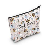 Divertida bolsa de maquillaje para amantes de los gatos, regalo divertido para amantes de los gatos, bolsa de cosméticos inspirada en mamá, Gato triste