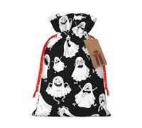 Divertida bolsa de Navidad con estampado de fantasmas blancos con cordón, 4.7 x 6.9 pulgadas para Navidad, Halloween