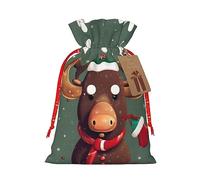 Divertida bolsa de regalo con cordón de cabeza de alce de Navidad, regalo de vacaciones, decoración para suministros de fiesta de Navidad y Halloween, 8.3 x 11.8 pulgadas