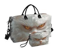 Divertida bolsa de viaje con diseño de gatos de angora turcos y cólera para llevar al hombro, bolsa de gimnasio con bolsa de aseo para avión, viajes, bolsas plegables grandes para mujer