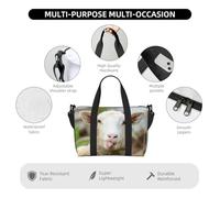 Divertida bolsa de viaje con diseño de lengua de oveja traviesa, con bonito estampado de animales, bolsa de viaje para artículos personales, para viajes, gimnasio, deportes, fin de semana, Black,