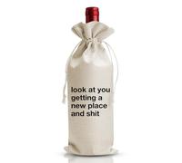 Divertida bolsa de vino de regalo para inauguración de la casa o nuevo propietario de casa para propietarios, amigas, mujeres, esposa, marido, vecino, mira que obtienes un nuevo lugar, regalo de