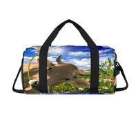 Divertida bolsa deportiva con diseño de flor de vaca marrón con compartimento para zapatos, bolsas de fin de semana, viajes, gimnasio, organizador de equipaje para mujeres, hombres, niños y niñas