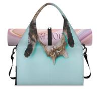 Divertida bolsa deportiva con diseño de retrato de gato con compartimento para zapatos, bolsa de fin de semana para gatos, bolsa de equipaje para gimnasio, yoga, viajes, color, L, Bolsa de viaje