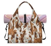 Divertida bolsa deportiva con estampado de vaca con compartimento para zapatos, bolsa de fin de semana, bolsa de equipaje para gimnasio, yoga, viajes, color, L, Bolsa de viaje