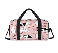 Divertida bolsa deportiva de leche de vaca con compartimento para zapatos, bonita bolsa de fin de semana, bolsa de viaje para gimnasio, organizador de equipaje para mujeres, hombres, niños y niñas