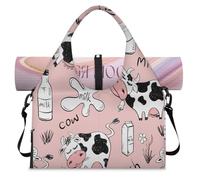 Divertida bolsa deportiva de leche de vaca con compartimento para zapatos, bonita bolsa de fin de semana, bolsa de equipaje para gimnasio, yoga, viajes, color, L, Bolsa de viaje