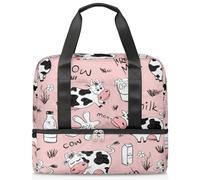 Divertida bolsa deportiva de leche de vaca para mujeres, hombres, niños, Kirls Cow Cute Weekend Overnight Bags Wet Seperated 21 L Tote Bag for Travel Gym Yoga, color, 21L, Organizador de bolsas