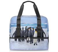 Divertida bolsa deportiva de pingüino para mujeres, hombres y niños, Kirls Animal, pingüino, fin de semana, bolsas de noche separadas para mojado, bolsa de mano de 21 L para viajes, gimnasio, yoga,