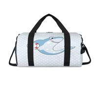Divertida bolsa deportiva de tiburón de dibujos animados con compartimento para zapatos, bolsas de fin de semana, viajes, gimnasio, organizador de equipaje para mujeres, hombres, niños y niñas