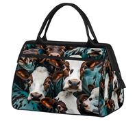 Divertida bolsa deportiva de viaje con diseño de vaca para mujeres y hombres, bolsa de lona impermeable de gran capacidad para llevar durante la noche, gimnasio, viajes, actividades al aire libre