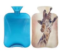 Divertida botella de agua caliente con diseño de jirafa con tapa, botella de gran capacidad de 2 L, bolsa de agua para noches acogedoras, alivio del dolor, espalda, cuello y hombros