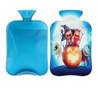 Divertida botella de agua caliente temática de Halloween con funda, botella de gran capacidad de 2 L, bolsa de agua para noches acogedoras, alivio del dolor, espalda, cuello y hombros