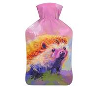Divertida botella de agua de goma de erizo con cubierta de felpa suave, bolsa de agua caliente para invierno, manos y pies, protección contra el frío, 1000 ml