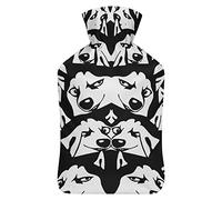 Divertida botella de agua de goma Husky siberiano con cubierta de felpa suave, bolsa de agua caliente para invierno, manos y pies, protección contra el frío, 1000 ml