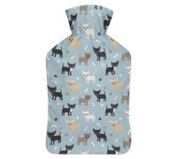 Divertida botella de agua de goma para perros chihuahua con cubierta de felpa suave, bolsa de agua caliente para invierno, manos y pies, protección contra el frío, 1000 ml