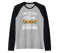 Divertida buena mamá fue ascendida a abuela diciendo broma de mujeres Camiseta Manga Raglan