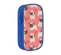 Divertida caja de lápices con diseño de carlino y cachorro, con múltiples compartimentos, para oficina, viajes, escuela, arte, suministros diarios, Blue, Talla única, Bolsillo para el paquete